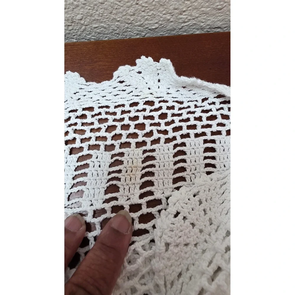 Unbranded Crochet Lace Tablecloth White Floral Cottagecore Vintage Style